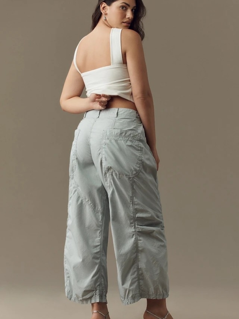 Anthropologie Relaxed Wide-Leg Cargo Pants in Light Sage